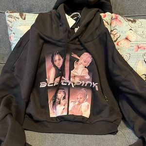 Black Pink Crop Hoodie